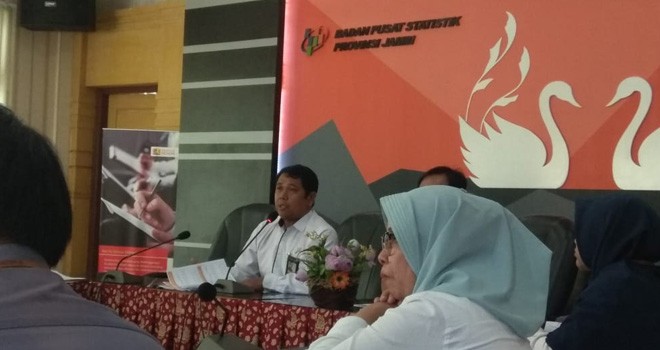 Kepala BPS Provinsi Jambi, Dadang Hardiwan  saat rilis di Kantor BPS Jambi, Rabu (02/01) kemarin. Foto : Ist