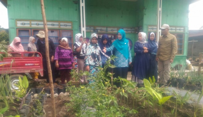Terlihat Ketua TP PKK Kerinci saat meninjau Desa Mekar Sari. Foto : Gusnadi / Jambiupdate