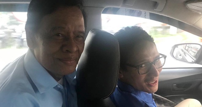 Murady Darmansyah bersama Sandiaga Salahuddin Uno di dalam mobil. Foto : Ist