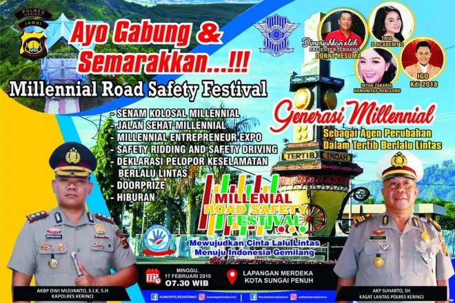 Acara Millennial Road Safety Festival pada Minggu (17/02) besok.