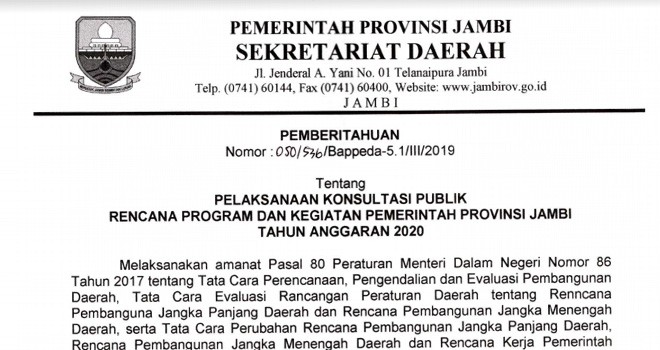 Surat Pemberitahuan. Foto : Screanshot Jambiupdate