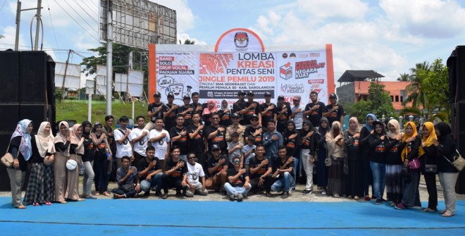 Lomba kreasi pentas seni Jingle Pemilu 2019 berlangsung meriah,  Minggu (10/03). 