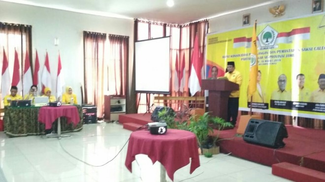 Pemantapan Saksi Caleg Partai Golkar se- Provinsi Jambi. Bertempat Hotel Golden Harvest Jambi, (16/3). 