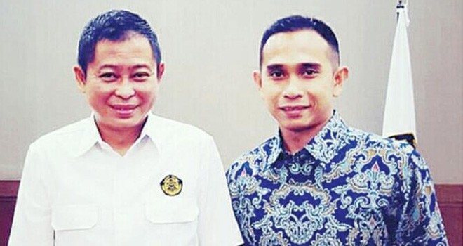 Dipo Nurhadi Ilham bersama Menteri Energi dan Sumber Daya Mineral (ESDM) Ignatius Jonan.