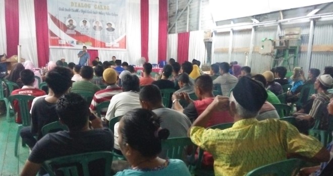 Dialog Calon Legislatif (Caleg) Dapil I untuk DPRD Kabupaten Tanjung Jabung Timur (Tanjabtim) yang dilaksanakan oleh perkumpulan mahasiswa, yakni Himpunan Mahasiswa Kuala Jambi (Himakuja), pada Sabtu (23/3). Foto : Ist