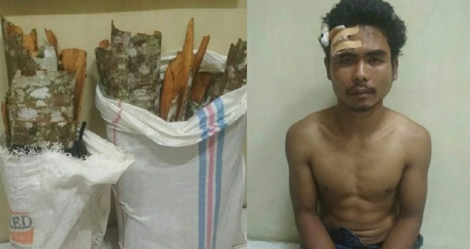 Pencuri Kulit Manis di Kerinci Babak Belur Dihajar Massa. Foto : Gusnadi / Jambiupdate