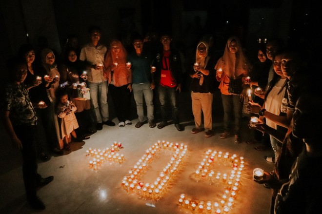 Suasana earth Hour di Hotel Odua Weston Jambi. Foto : Ist
