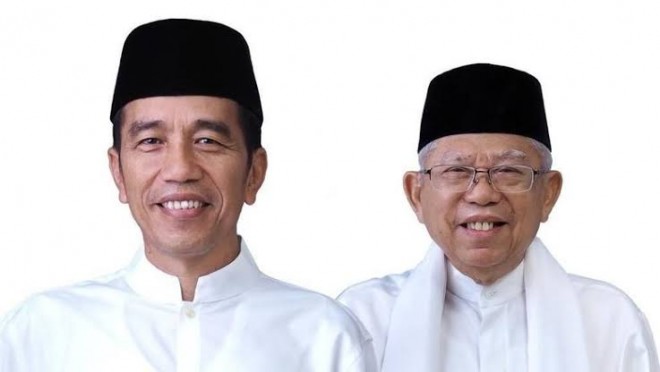 Pasangan calon presiden dan wakil presiden nomor urut 01 Joko Widodo-Maruf Amin. 