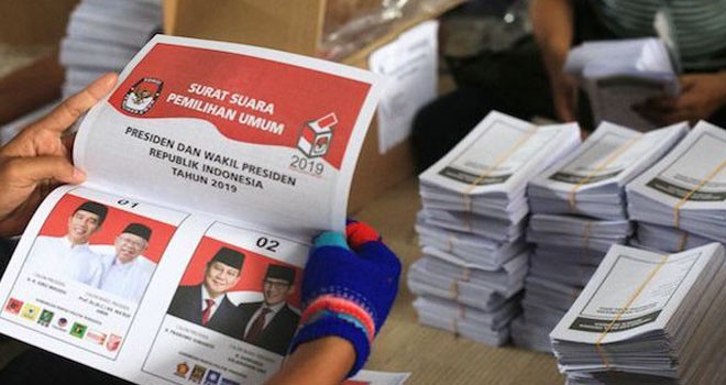 Surat suara Pemilu 2019.