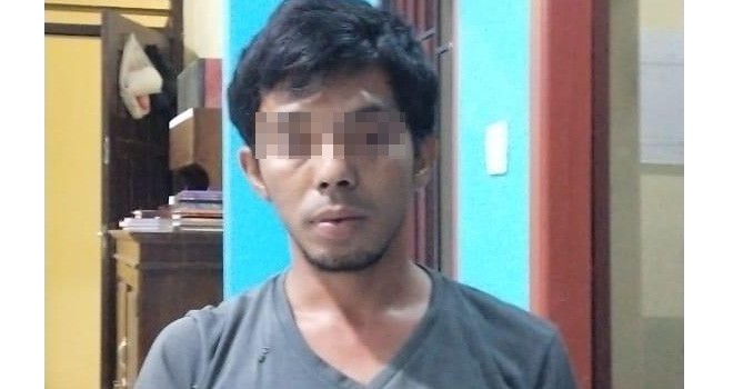 JN (35) seorang sopir, warga RT 6 Dusun Tengah Alay, Desa Sungai Landai, Kecamatan Mestong pelaku pencabulan terhadap adik ipar. Foto : Ist