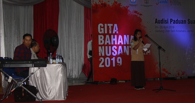 Penampilan salah satu peserta audisi GBN tahun 2019 di GOS Kotabaru, Jambi dari tanggal 24-25 April 2019. Foto : Ist