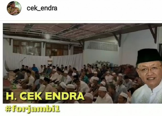 Screanshot postingan Instagram Cek Endra. Foto : Instagram