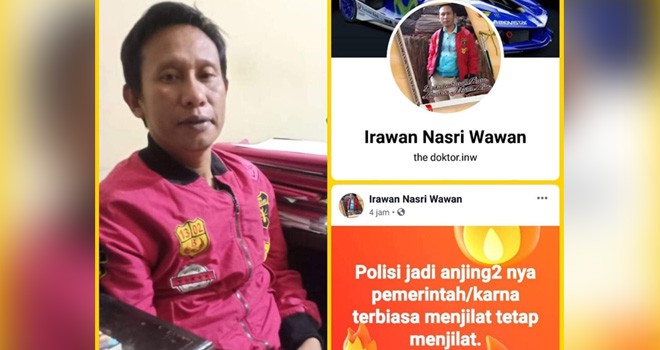 Tersangka bersama laman postingan penghinaan terhadap istitusi Polri turut diamankan polisi. Foto : Ist