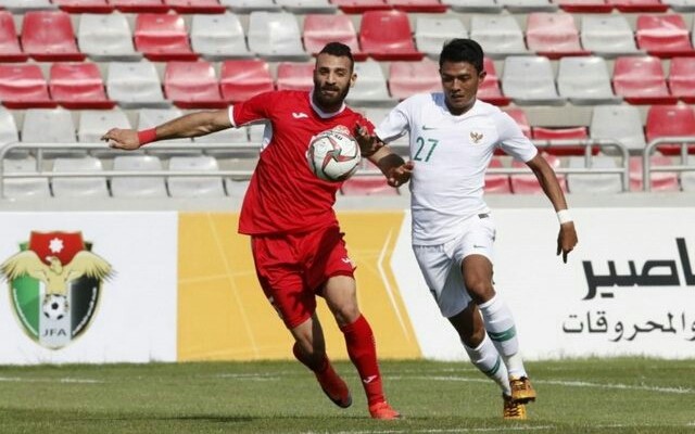 Timnas Indonesia saat kalah 1-4 di markas Jordania, Selasa (11/6) malam WIB (PSSI.org)