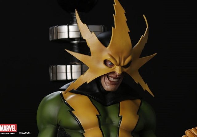 Action figure atau karakter dalam salah satu komik Marvel, Electro. Action figure dengan skala 1:4 ini dibanderol SGD 950 atau setara Rp 9,8 juta (kurs 10.400). (www.xm-studios.com)