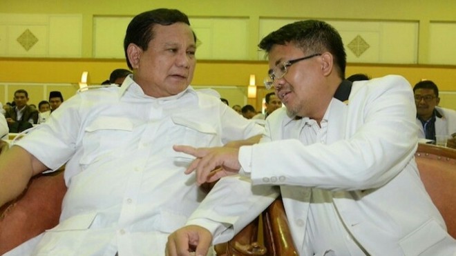 Ketua Umum Partai Gerindra Prabowo Subianto dan Presiden Partai Keadilan Sejahtera (PKS) M Sohibul Iman. (Foto: dok. JawaPos.com)