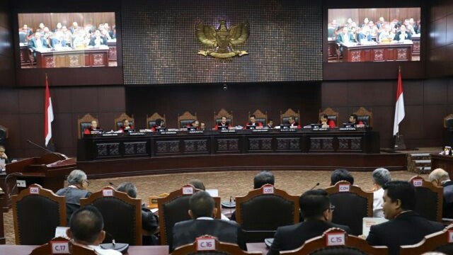 Sidang sengketa Pilpres yang berlangsung di Mahkamah Konstitusi (DERY RIDWANSAH/JAWAPOS.COM)