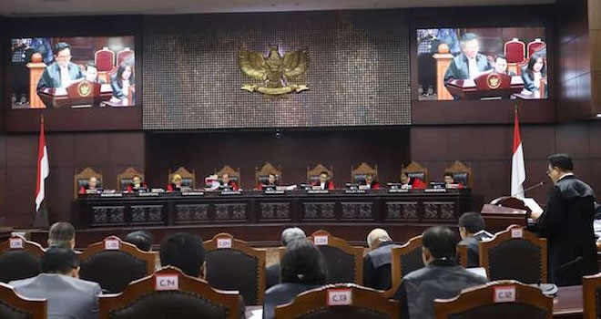Suasana sidang lanjutan Perselisihan Hasil Pemilihan Umum (PHPU) Pilpres 2019 di gedung Mahkamah Konstitusi, Jakarta. Foto : Dery Ridwansah/ JawaPos.com