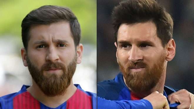 Seorang pria asal Iran bernama Reza Parastesh yang mirip dengan Messi.
