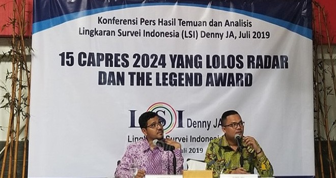 LSI Denny JA merilis 15 nama kandidat capres 2024. Foto : Fathan Sinaga / JPNN