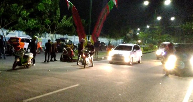 Balap Motor Liar di Kawasan Bandara Jambi. Foto : Ist