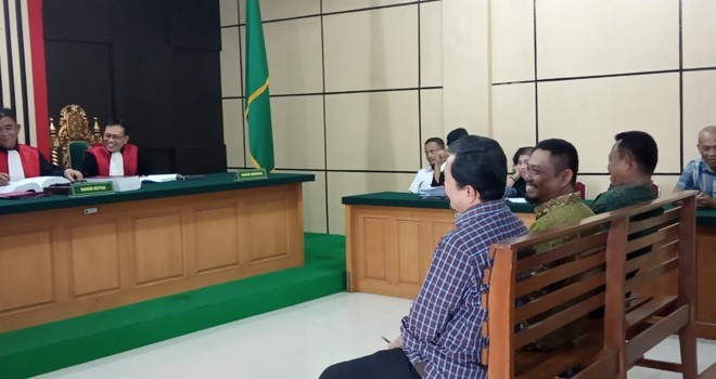 Tiga terpidana kasus korupsi Pembangunan Embung di Kabupaten Tebo dihadirkan untuk member kesaksian terhada dua terdakwa baru dalam kasus yang sama. Foto : Ist