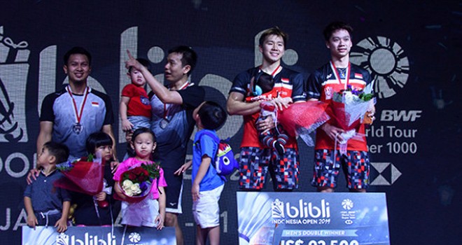 Kevin Sanjaya alias Minions Hendra Setiawan alias Daddies. Foto : AFP