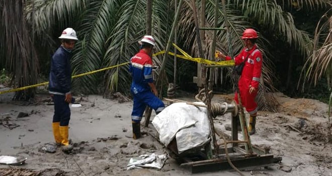 Lokasi Sumur Illegal Drilling di Bayung Lencir yang Semburkan Lumpur 30 Meter. Foto : Ist