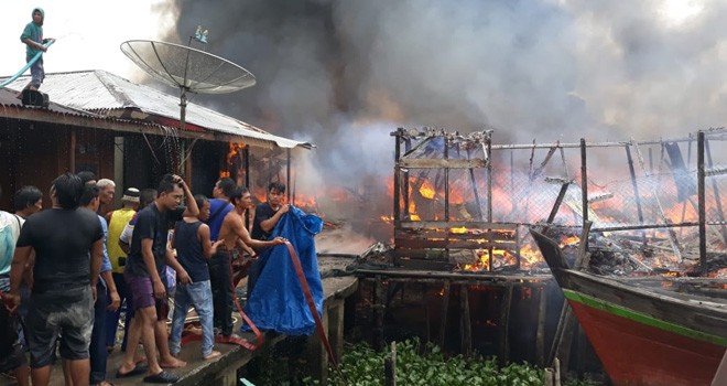 kebakaran di Kecamatan Nipah Panjang, Kabupaten Tanjung Jabung Timur (Tanjabtim).