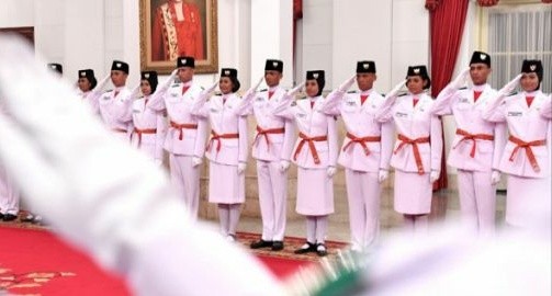 Anggota Paskibraka HUT RI ke 73 di Istana Negara. Foto : Setpres