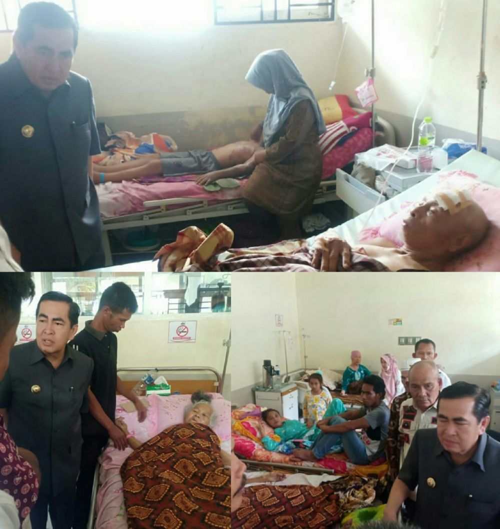 Wako Sungai  AJB saat membesuk Dua korban penyerangan babi hutan, Pada Rabu siang (14/8) .