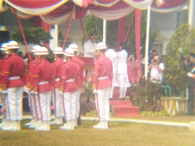 Bupati Tanjabtim Jadi Inspektur Upacara HUT ke 74 Kemerdekaan RI.