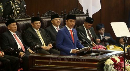 Presiden Jokk Widodo saat pidato.