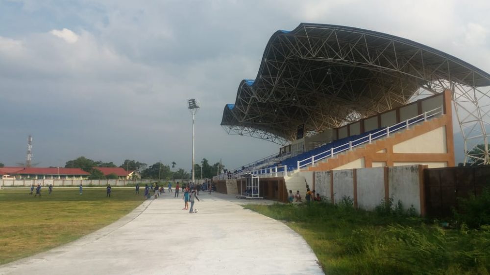 Pembangunan proyek KONI Sungai Penuh, di Kecamatan Tanah Kampung, Kota Sungai.