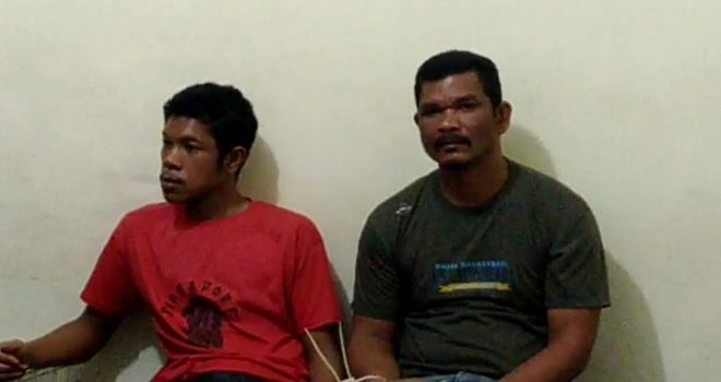 Dua tersangka ganja seberat 76 Kg yang telah dititipkan ke Lapas Klas II A Jambi sebelum disidangkan.


