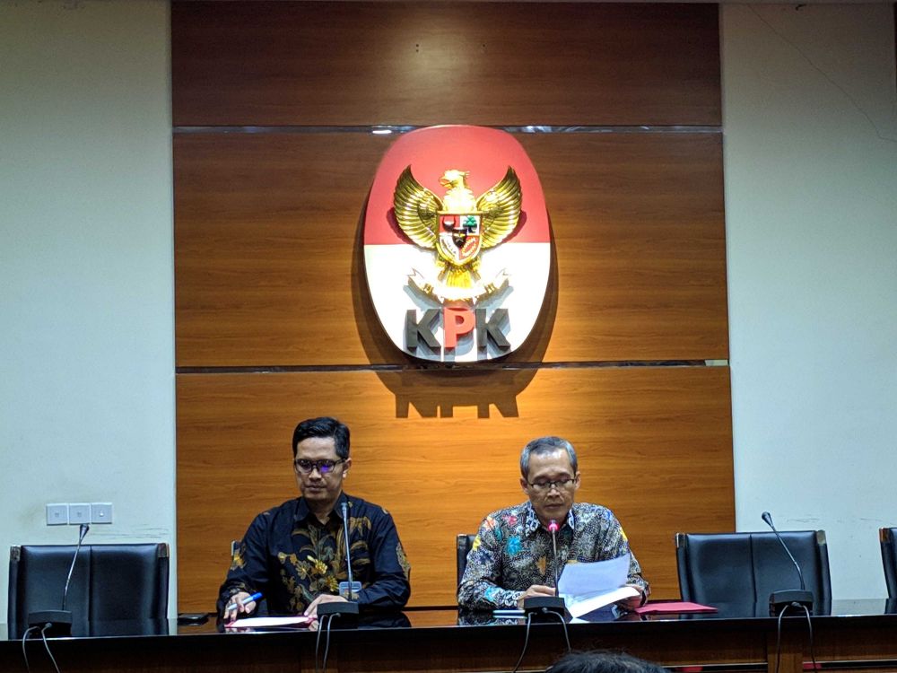 Jumpa pers di Gedung Merah Putih KPK, Kuningan, Jakarta, Rabu (18/9).