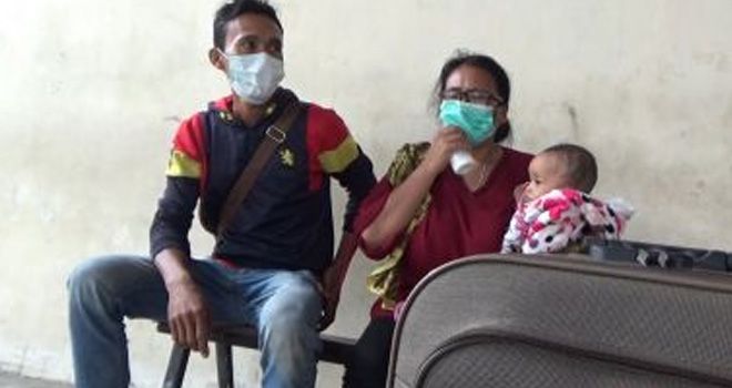 Warga Riau tiba di Medan, Kamis (19/9/2019).