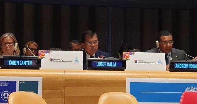 Wakil Presiden Jusuf Kalla (JK) saat hadir dalam sidang tahunan Perserikatan Bangsa-Bangsa (PBB).