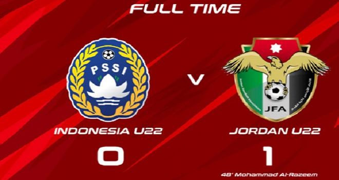 Hasil pertandingan Indonesia U-23 vs Yordania U-23, 0-1.