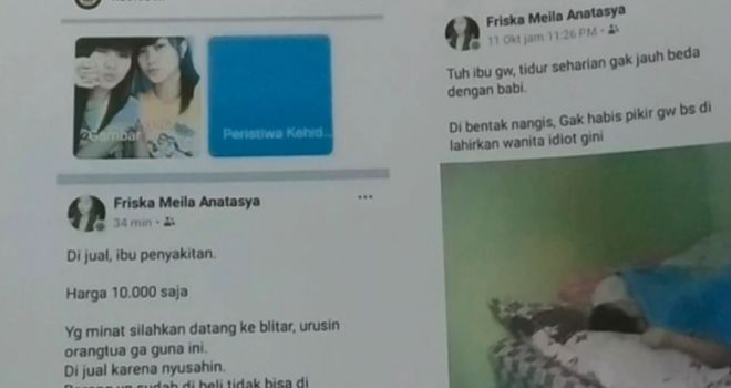 Akun Friska yang menjual ibu yang sedang sakit. 