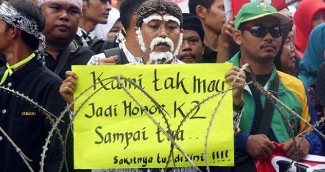 Honorer K2, saat menggelar Aksi Demo.