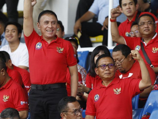 Ketua PSSI Iwan Bule memberikan dukungan kepada timnas saat melawan Thailand.