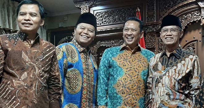 Haedar Nashir (kanan) saat menerima kunjungan pimpinan MPR RI. 