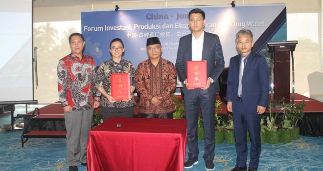 PT Jambi Kemingking Ecopark (JKE) sebagai pengelola Jambi Integrated City menggelar Forum Investasi, Produksi dan Ekspor Sarang Burung Walet (SBW) yang dihadiri 50 calon investor dari Tiongkok.