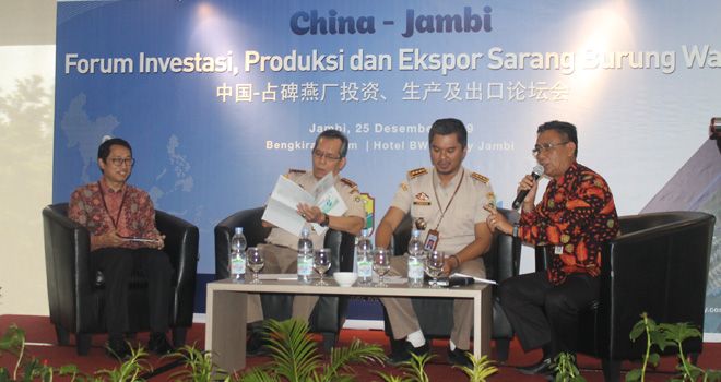 PT Jambi Kemingking Ecopark (JKE) sebagai pengelola Jambi Integrated City menggelar Forum Investasi, Produksi dan Ekspor Sarang Burung Walet (SBW) yang dihadiri 50 calon investor dari Tiongkok.