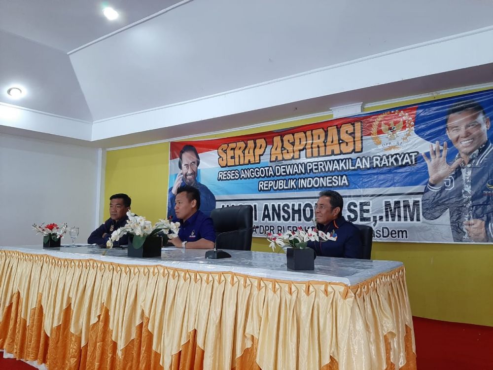 Politisi Partai Nasdem, Anggota Dewan Perwakilan Rakyat Republik Indonesia (DPR RI) Komisi XI, Hasbi Ansori menggelar reses menyerap aspirasi masyarakat di Kabupaten Kerinci dan Kota Sungai Penuh.
