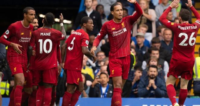 Selebrasi Para pemain Liverpool .