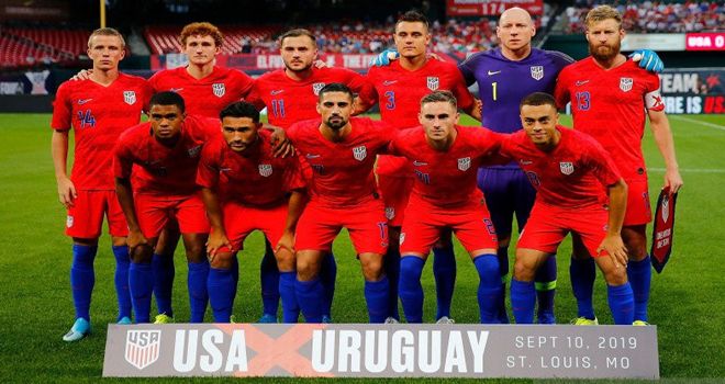 Starter Timnas AS saat laga melawan Uruguay, September 2019.
