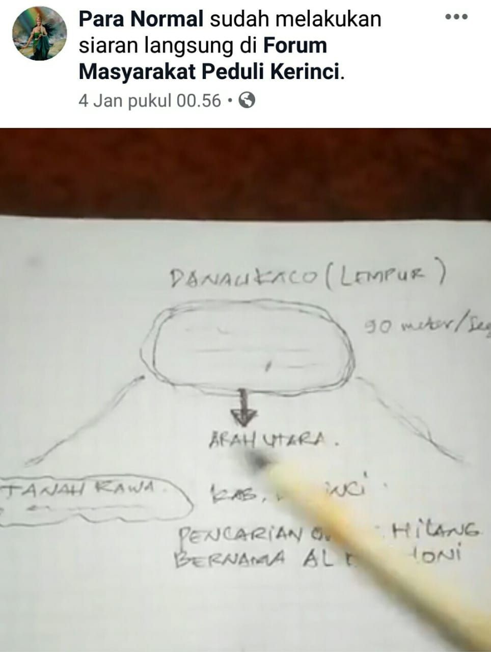 Beredar Video Para Normal yang Menunjukan Keberadaan Al Mughoni yang Hilang di Danau Kaco.