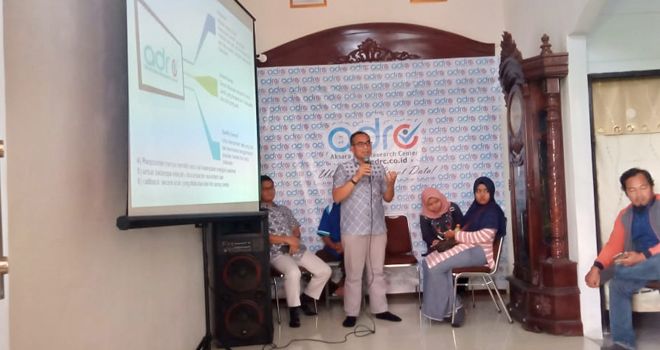 Lembaga Survei Aksara Data Research Center (ADRC) mengeluarkan hasil survei popularitas dan elektabilitas kandidat Bacalon Gubernur (Bacagub) yang akan bertarung pada kontestasi politik Pemilihan Gubernur (Pilgub) Jambi 2020, Kamis (30/1).